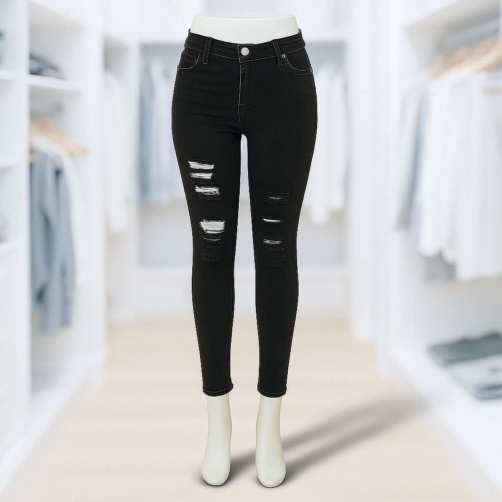 Express Black Skinny Jeans With Distressed Detailing